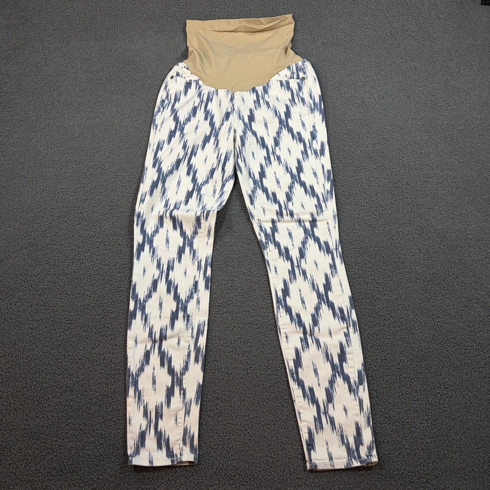 Paige Maternity Jeans Women 28 Blue Ikat Verdugo Ultra Skinny Secret Fit Belly